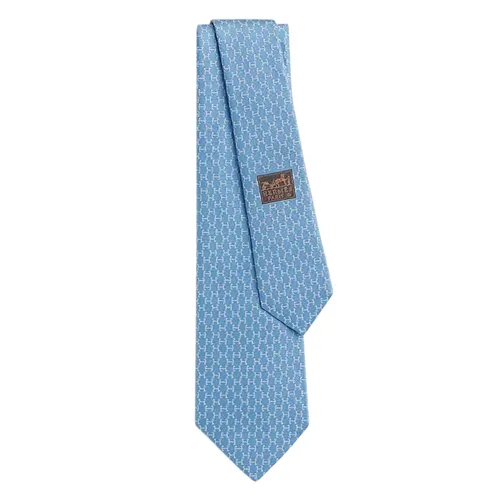 Cà Vạt Nam Hermès Dancing H Tie Ciel / Blanc Màu Xanh Blue