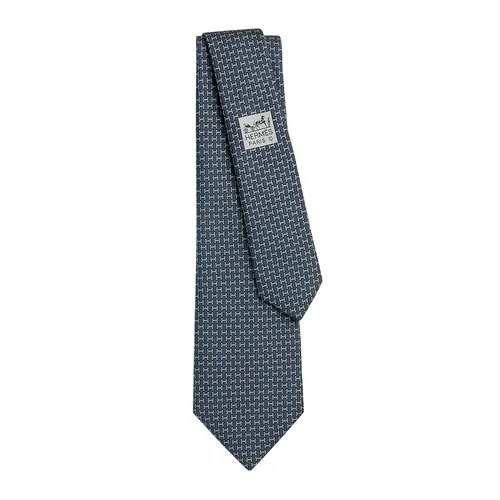 Cà Vạt Nam Hermès H Gourmette Tie Marine/Gris Rộng 7cm H006392T 04 Màu Xanh Blue