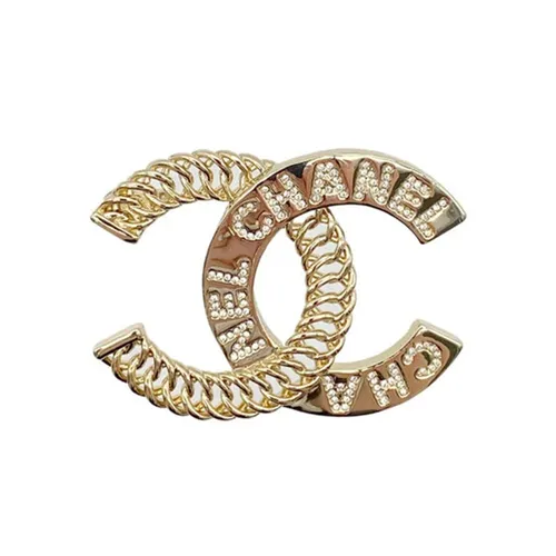 Cài Áo Chanel CC Logo Rhinestone Brooch 90274872 Màu Vàng Gold