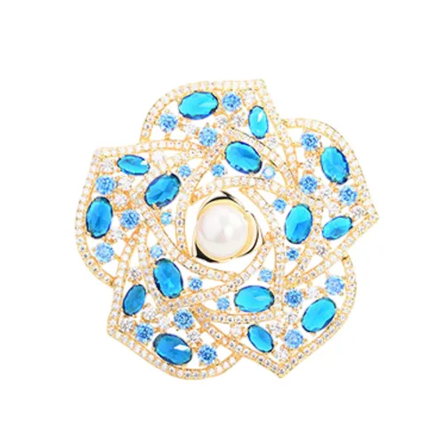 Cài Áo Nữ Meri Blue Camellia BR974 Màu Xanh