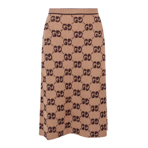Chân Váy Nữ Gucci Jacquard Wood Knit Skirt In Camel 713301 XKCNA 2668 Màu Nâu Size XS