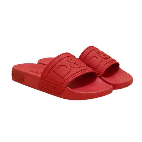 Dép Dolce & Gabbana D&G Logo Embossed Beachwear Slides CS1786AX3891899022 Màu Đỏ Size 42