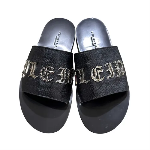 Dép Nam Philipp Plein Slippers Black With White Lettering PACS-MSA0204 PLE010N 0291 Màu Đen Size 39