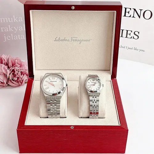 Đồng Hồ Đôi Salvatore Ferragamo Vega SFKI00123 & SFKJ00924 Màu Bạc
