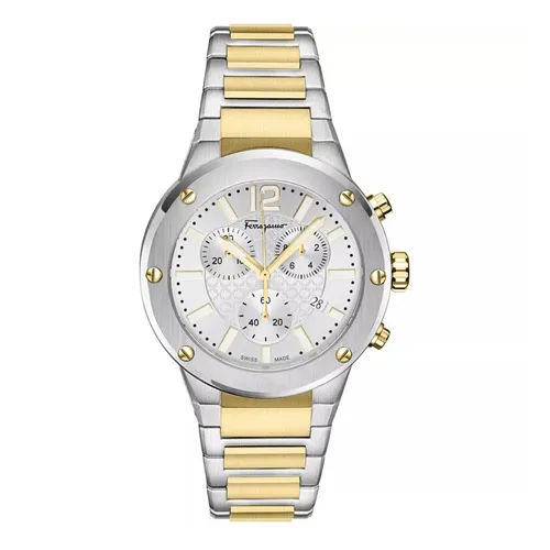 Đồng Hồ Nam Salvatore Ferragamo F-80 Chrono Bracelet Watch 42mm Màu Bạc Vàng