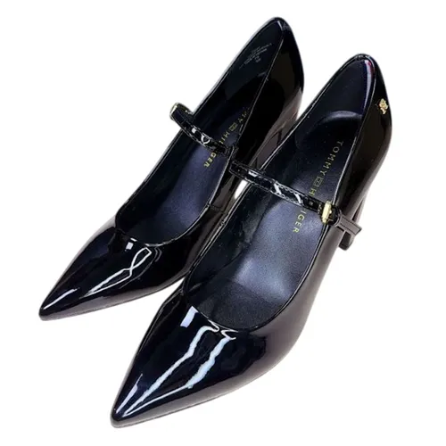 Giày Cao Gót Nữ Tommy Hilfiger Aveniz High Block Heel Mary Jane Pumps Black Màu Đen Size 38.5