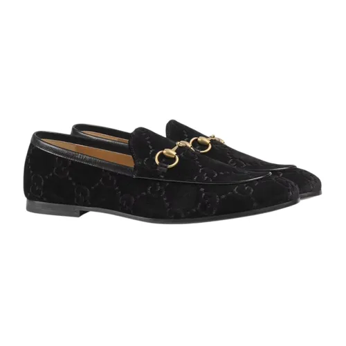 Giày Lười Nam Gucci Jordaan GG Velvet Loafer Black 430088-9JT80-1000 Màu Đen Size 41.5