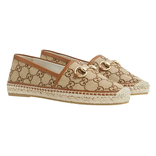 Giày Lười Nữ Gucci Women's Espadrille With Horsebit 817244 9SF40 2547 Màu Be Size 35.5
