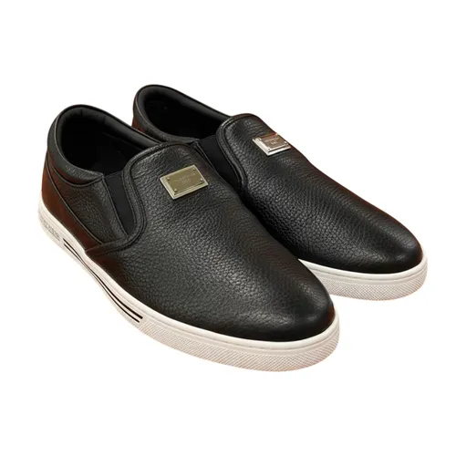 Giày Slip On Nam Dolce & Gabbana D&G Tag Sport CS2321 A8034 80999 Màu Đen Size 40