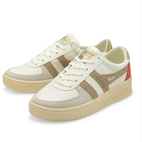 Giày Sneaker Nữ Gola Lifestyle Grandslam Trident White/Bone/Flax Màu Trắng Nâu Size 38