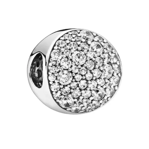 Hạt Vòng Charm Nữ Pandora Abstract Pave Silver Charm With Clear Cubic Zirconia Sterling Silver 79754CZ Màu Bạc
