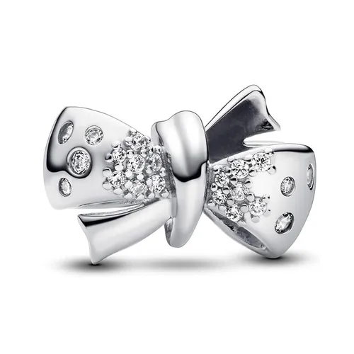 Hạt Vòng Charm Nữ Pandora Bow Sterling Silver Charm With Clear Cubic Zirconia 793442C01 Màu Bạc