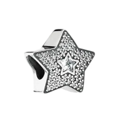 Hạt Vòng Charm Nữ Pandora Pave Wishing Star 791384CZ Màu Bạc