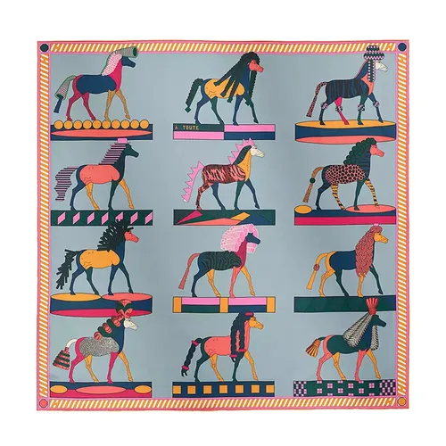 Khăn Lụa Nữ Hermès A Toute Allure Scarf 90 Màu Xanh