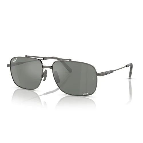 Kính Mát Unisex Rayban Michael Titanium Sunglasses RB8096 165/GK 59-15 Màu Bạc Xám