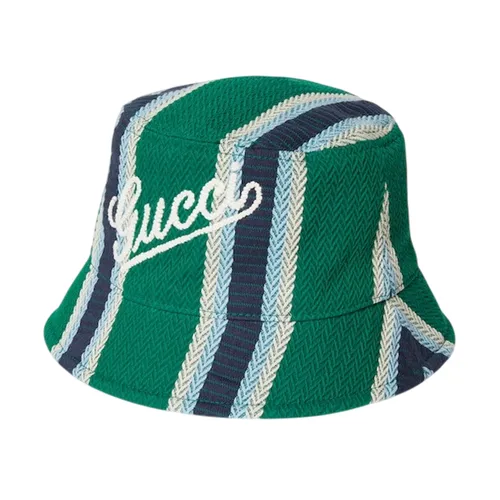 Mũ Gucci Striped Bucket Hat With Embroidery Màu Xanh Green Size S