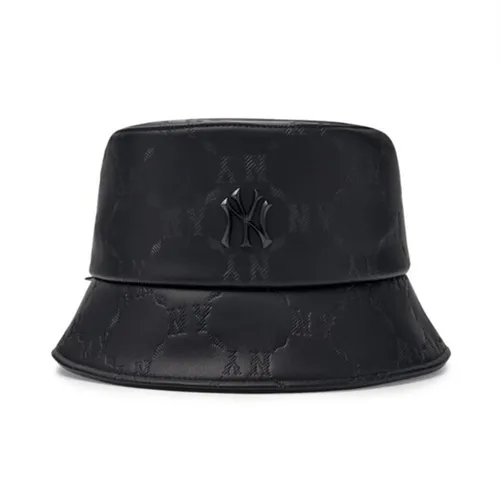 Mũ MLB Korea Diamond Monogram Leather Bucket Hat NY Black 3AHTM034N-50BKS Màu Đen