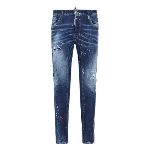 Quần Jean Nam Dsquared2 Medium Red Spots Wash Tidy Biker Jeans Màu Xanh Size 48