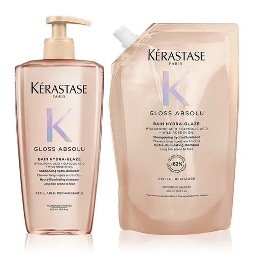 Set Dầu Gội Hỗ Trợ Phục Hồi Tóc Hư Tổn Kérastase Gloss Absolu 500ml + Túi Refill 500ml