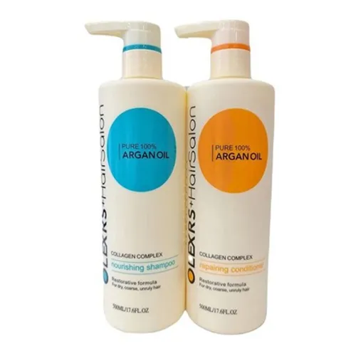 Set Dầu Gội Và Dầu Xả Olexrs Hairsalon Argan Oil Collagen Complex 500ml x 2