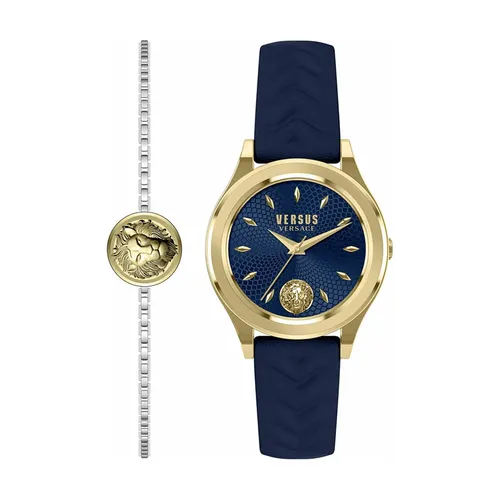 Set Đồng Hồ + Vòng Đeo Tay Nữ Versace Versus Versace Mount Pleasant Blue Dial Màu Xanh Vàng