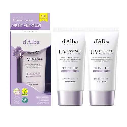 Set Kem Chống Nắng Nâng Tone D'Alba Waterful Tone Up Sun Cream Purple SPF50+ PA++++ (2 x 50ml)