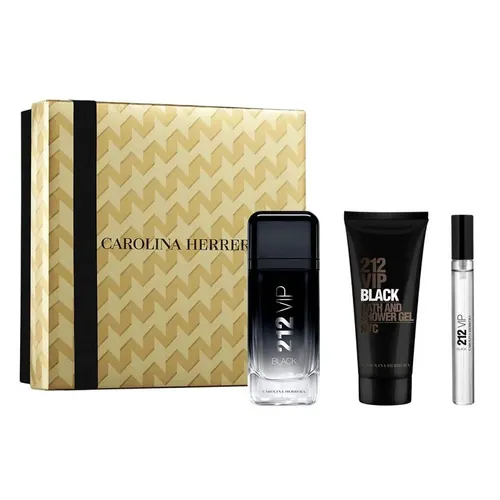 Set Nước Hoa Nam Carolina Herrera 212 Vip Black For Men EDP 100ml + EDP 10ml + Shower Gel 100ml (3 Món)