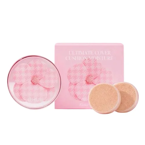 Set Phấn Nước Ohui Ultimate Cover Cushion Moisture Flower (1 Hộp Full + 2 Lõi Refill)