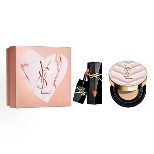 Set Trang Điểm Yves Saint Laurent YSL Limited Vân Đá (Phấn Nước Glow Pact Mini Tone B10 + Son Vinyl Cream 416)
