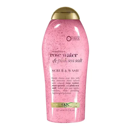 Sữa Tắm Muối Biển Hồng OGX Beauty Sensitive Rose Water & Pink Sea Salt Scrub & Wash 577ml
