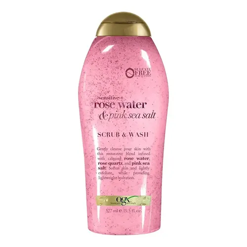 Sữa Tắm Tẩy Tế Bào Chết OGX Beauty Rose Water & Pink Sea Salt Scrub & Wash 577ml