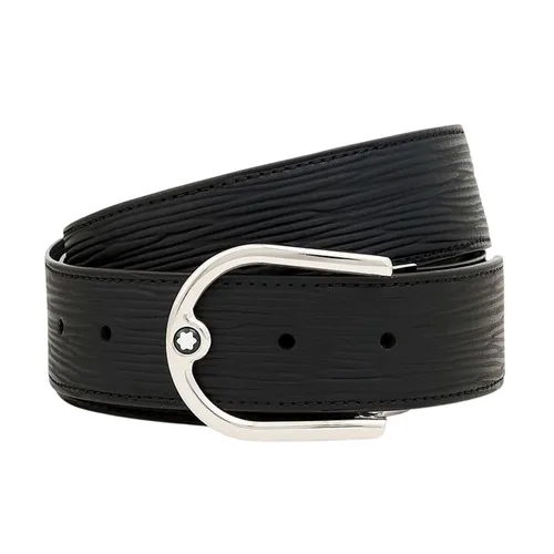Thắt Lưng Nam Montblanc Textured-Leather Belt Độ Rộng Bản 3.5cm Màu Đen