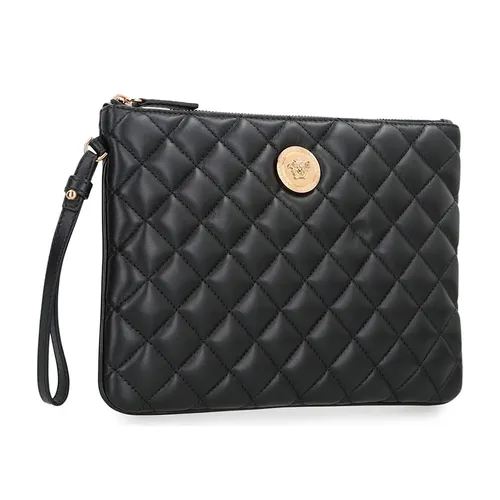 Túi Cầm Tay Nam Versace Leather Flat Pouch Black Màu Đen