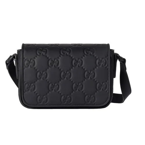 Túi Đeo Chéo Nam Gucci Rubber-Effect Leather Mini Messenger Bag 794062 AAC0G 1000 Màu Đen