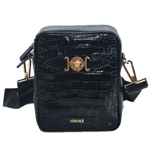 Túi Đeo Chéo Nam Versace Men's Crocodile Biggie Shoulder Bag 1000721 Màu Đen
