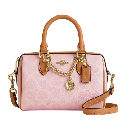Túi Đeo Chéo Nữ Coach Mini Rowan Crossbody Bag In Signature Canvas With Charms CEK79  Gold/Powder Pink Màu Hồng