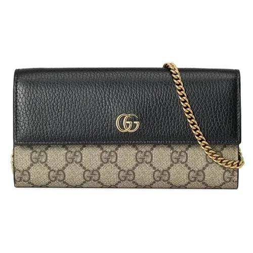 Túi Đeo Chéo Nữ Gucci GG Marmont Chain Wallet Beige/Ebony 546585 17WAG 1283 Màu Be Đen