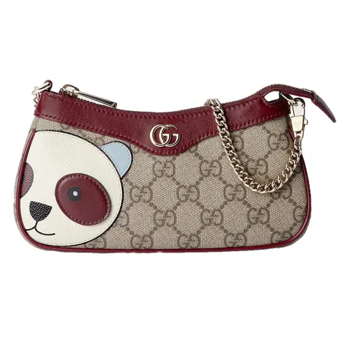 Túi Đeo Vai Nữ ‎Gucci Mini Bag With Panda Detail Beige 818763 FAEEO 8575 Màu Be Đỏ