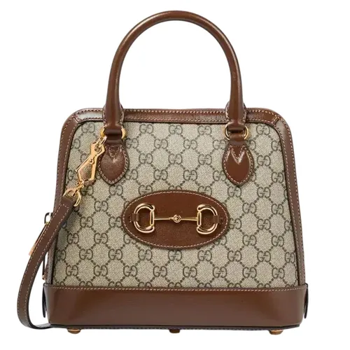 Túi Xách Nữ Gucci Horsebit 1955 Canvas Tote Bag Màu Be Nâu