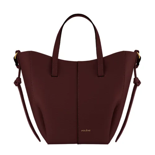 Túi Xách Tay Nữ Polène Cyme Tote Nano Edition Textured Black Cherry Màu Đỏ Thẫm