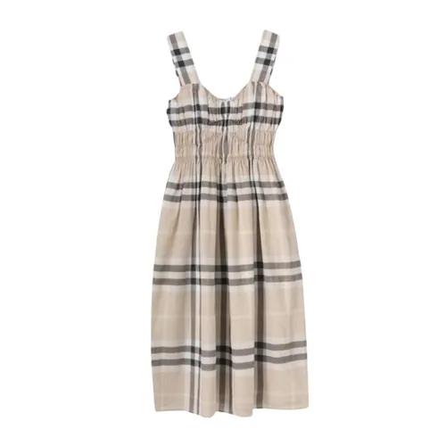 Váy Nữ Burberry Delilah Stone IP Check In Beige 8099411 Màu Be Size 4