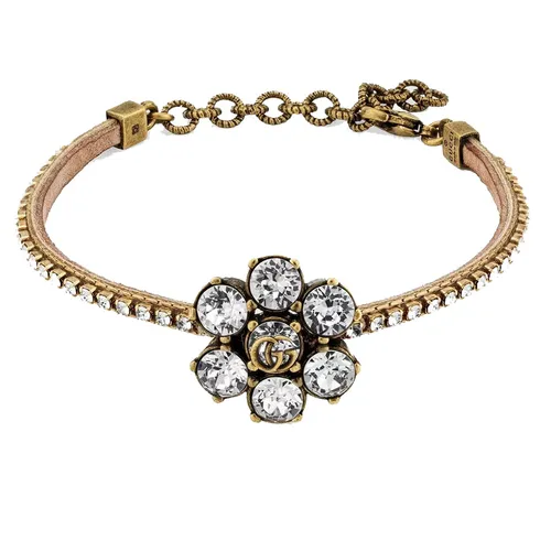 Vòng Đeo Tay Nữ Gucci&nbsp;GG Crystal Flower Bracelet Màu Vàng