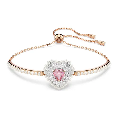 Vòng Đeo Tay Nữ Swarovski Hyperbola bangle Crystal Pearls, Heart, White, Rose Gold-Tone Plated 5687513 Màu Vàng Hồng