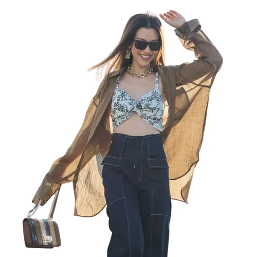 Áo Bra Nữ F2 Fashion & Freedom City Girl Women's Linen Bra In Palm Leaf Cream AK553-LC-S-0523 Màu Kem Lá Cọ Size S
