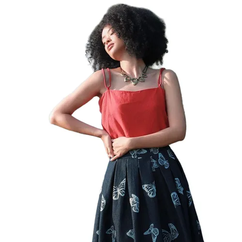 Áo Hai Dây Nữ F2 Fashion & Freedom Linen Into The Wood AK626-DO-S-0524 Màu Đỏ Size S