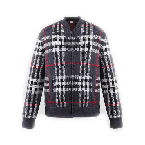 Áo Khoác Nam Burberry Morland Knitted Wool Jacket Check In Black 8111790 Màu Đen Kẻ Size S
