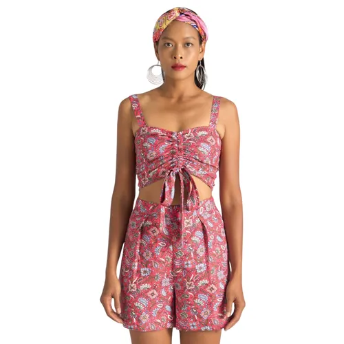Áo Kiểu Nữ F2 Fashion & Freedom Bright And Shine Linen Bright And Shine AK527-DHT-S-0622 Màu Đỏ Hoạ Tiết Size S