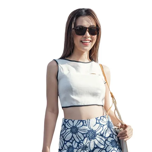 Áo Kiểu Nữ F2 Fashion & Freedom City Girl White Blouse With Black Trim AK555-TVD-S-0523 Màu Trắng - Đen Size S