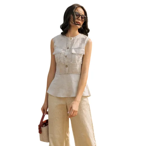 Áo Kiểu Nữ F2 Fashion & Freedom Linen Becoming Discover AK380-K-S-0520 Màu Kem Size S