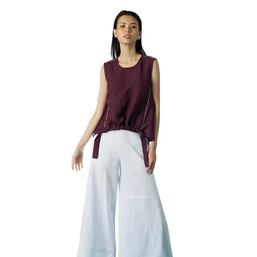 Áo Kiểu Nữ F2 Fashion & Freedom Linen Becoming Discover AK452-TD-S-0321 Màu Tím Đậm Size S